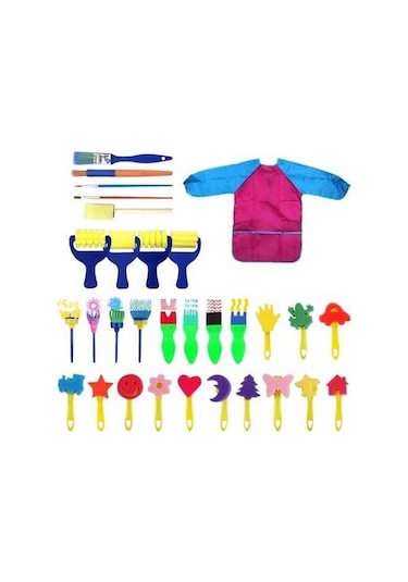 Willowhaven 31 İçerikli Çocuk Boyama Sünger Mühür Seti - Kırmızı - Sanbuyos