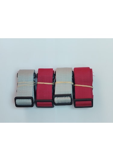 2 Adet Gri 2 Adet Bordo Valiz Kemeri 4 Cm Toplam 4 Adet Çok Renkli