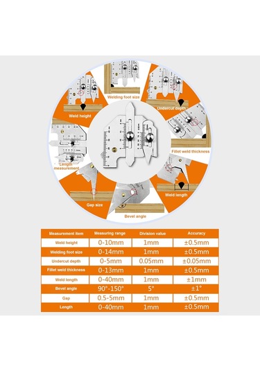 Hjc40b Paslanmaz Çelik Kaynak Muayene Ölçer Ölçme Cetveli