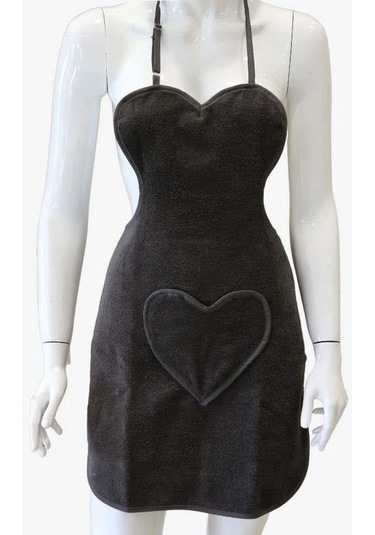 Mutfak Önlüğü Kadife Havlu Ayarlanabilir Askılı Kalp Cepli Önlük 001