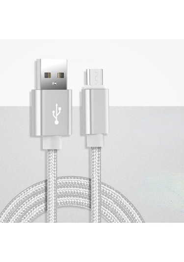 Gümüş İos Uyumlu, Type-c Ve Mikro Usb İçin Yüksek Kaliteli Ve Hızlı Şarj Edilen 10ft Naylon Örgülü Telefon Şarj Kablosu 1.5m İos Uyumlu