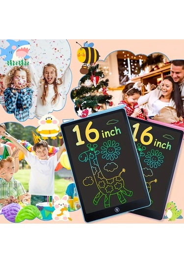 Userfriendly11 Kızlar Ve Erkekler İçin 16 İnç Lcd Yazı Tahtası Pembe Stilus Kalem Çizim Pad Eğitici Hediye