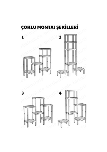 6 Raflı Antrasit Raf Ünitesi Çok Amaçlı Düzenleyici Modüler Raf