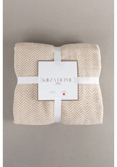 Twin Battaniye Soft Pamuklu Tek Kişilik Battaniye Kahve Krem 150 Kahve Krem