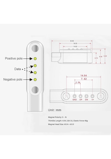 Usb 4 Pin Pogo Kablo  Akıllı Saat Manyetik Sabitleyici Şarj Kablo
