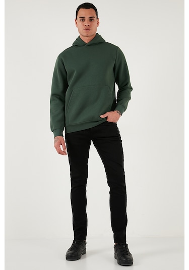 Buratti Regular Fit Kapüşonlu Kanguru Cepli Içi Tüylü Yumuşak Şardonlu Erkek Sweat 5905281 Nefti