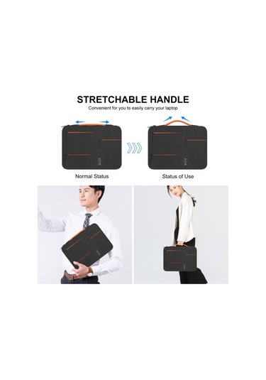 14 İnç Evrensel İş Dizüstü Bilgisayar Çantası Su Geçirmez Çok Katmanlı Koruma Pu Sapı Siyah