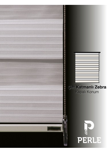 Br Perle Pliseli Ekru Renk Zebra Perde Yüksek Kalite Alüminyum Kasa Ekru