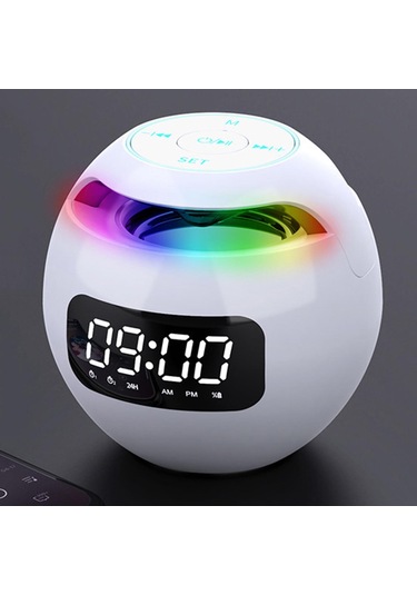 Dolıty Mini Ev Bluetooth Kablosuz Hoparlör Çalar Saat Beyaz-b