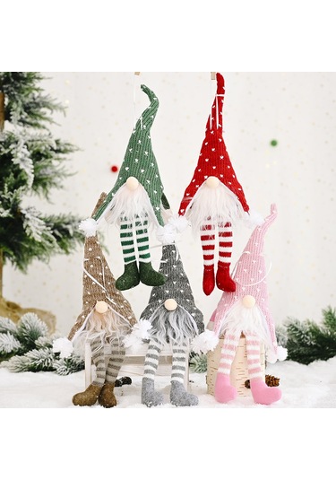 Xindoker Noel Dekorasyonu: Orman Baba Işıklı Ayaklı Askı, Kreatif Yeni Tip Yüzsüz Bebek Bağlaması, Kırmızı