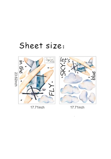 Xiyyadms Pvc Çocuk Odası Duvar Sticker - Uçak Ve Bulut Desenli, 86x140cm, Kolay Yapıştır, Dekoratif Ve Onarıcı, Multifarbe, Ev/anaschool Uygun Çok Renkli