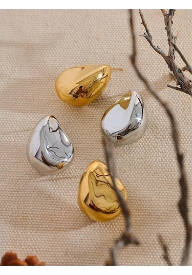 Novahub Altın Kaplama Geometrik Hollow Küpe Kadın 316l Paslanmaz Çelik Su Geçirmez Takı Altın