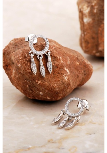 Düş Kapanı Rodyumlu Gümüş Küpe 6945 Gümüş