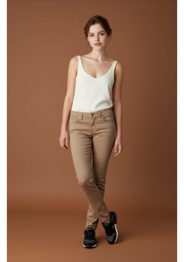 Skinny Kalıp Kadın Pantolon-byn-36000 Vizon