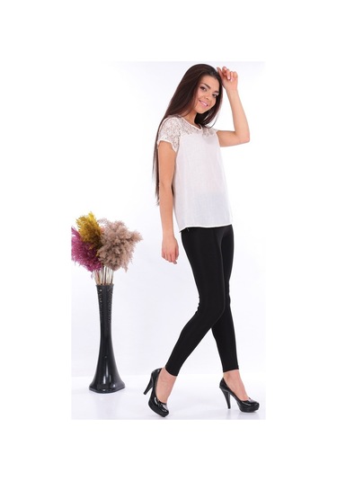 Bluz Yakası Dantel Detaylı Pamuklu Keten