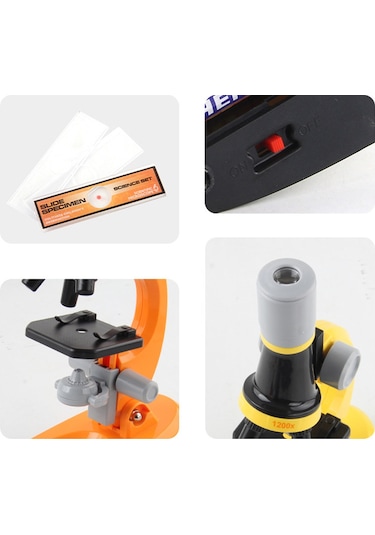 Singree Çocuklar İçin Bilim Keşif Mikroskobu Seti - 100x/400x/1200x Büyütme, Led Işık, Egzersiz Araçları İle - Mavi Pil İçermez Mavi