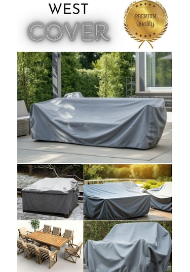 Bahçe Mobilyası Koruma Örtüsü Brandası Premium Kalite 200x160cm Gri Gri