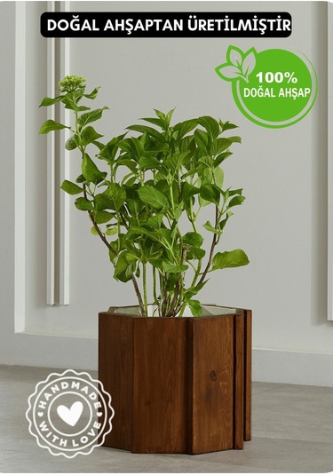 Halohope El Yapımı Doğal Ahşap Büyük Dekoratif Modern Kaliteli Bahçe Balkon Saksı Saksılık Stant Çiçeklik