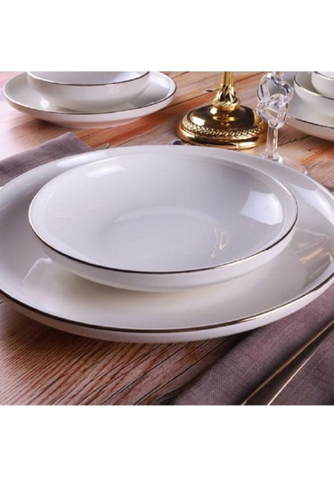 Porselen Elif 24 Parça Altın File-star Yemek Takımı