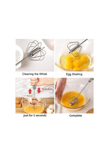 Fortunelane Paslanmaz Çelik Yarı Otomatik Çırpma, El Frother Ve Wisking Aracı, Yemek Yumurta Çırpıcı, Yumurta Döndürücü, Yumurta Paslanmaz Çelik
