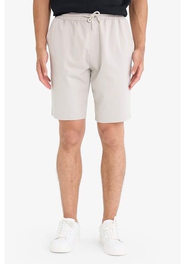 Defacto Slim Fit Dar Kesim Cepli Pamuklu Basic Düz Bermuda Şort W1105az25spbg170 Bej