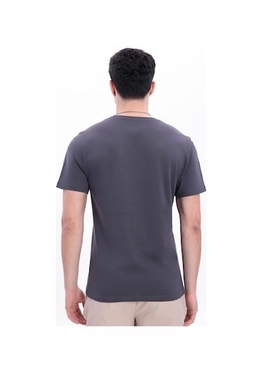 Freemen Erkek/unisex Bisiklet Yaka Basic Tişört %100 Pamuk Antrasit