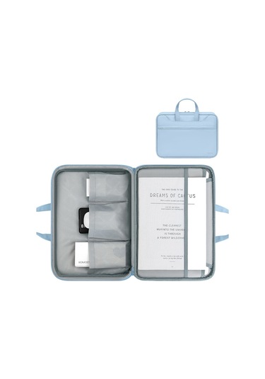 Baona Bn-q006 Pu Deri Tam Açılan Laptop Çanta 13 / 13.3 İnç Gök Mavisi Kalınlaşmak Siya