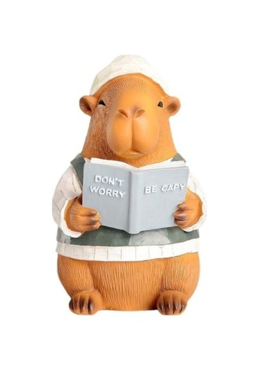 Novahub Kitap Okuyan Kapibara Figür Reçine Kapibara Süsü Masa Dekoru Pozitif Kapibara Heykeli İçin