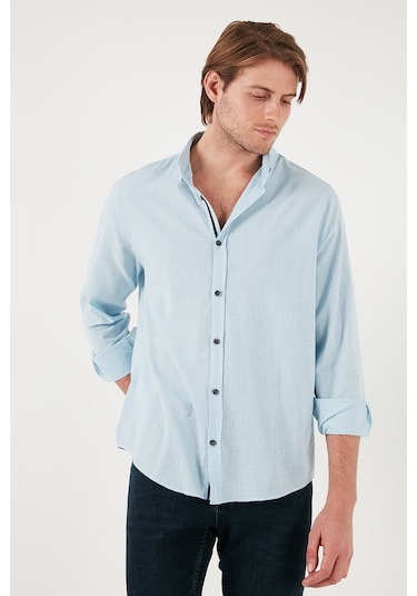 Buratti Pamuklu Regular Fit Düğmeli Yaka Erkek Gömlek Cf20S111871 Açık Mavi