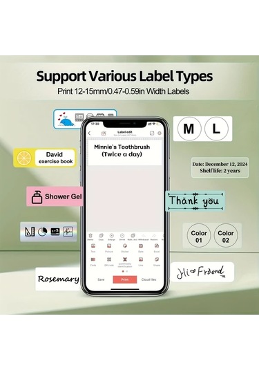 Willowhaven Marklife Kablosuz Termal Etiket Yazıcı - Beyaz Makine 1 Rulo Şerit