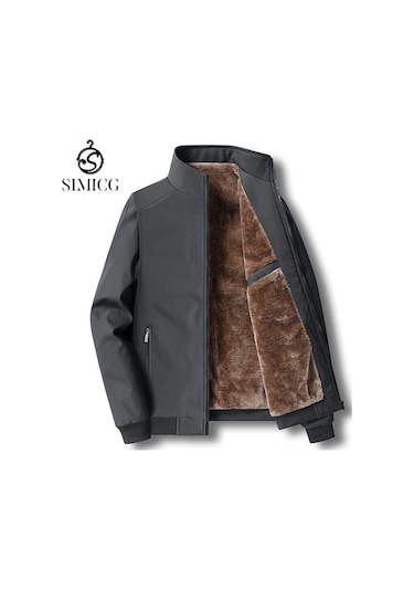 Sımıcg Erkek Sonbahar Ve Kış Kalınlaşmış Sıcak Ceket Gri