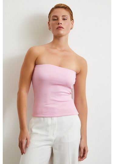 Straplez Top Pembe Pembe