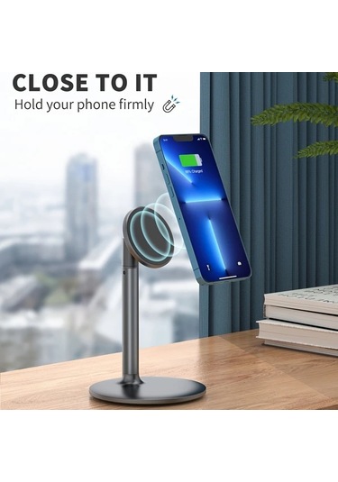 Motion003 Manyetik Akıllı Telefon Standı Siyah 18 29cm 25 4cm 360 Derece Döner Alüminyum Siyah