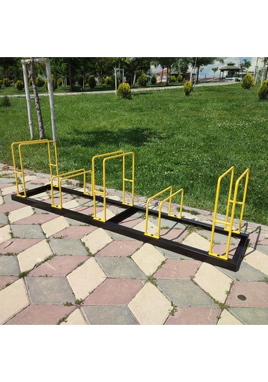 Bisiklet Park Alanı Apartman Bisiklet Park Yeri Metal 5'li Sarı - Siyah
