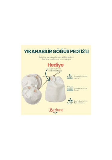 Yıkanabilir 12'li Kumaş Göğüs Pedi