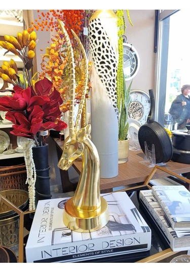 Deer Head Gold 13x15x55 Cm