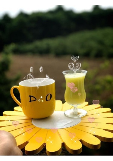 Sarı Papatya Ahşap Supla - Amerikan Servis - Tabak Altı Çok Renkli