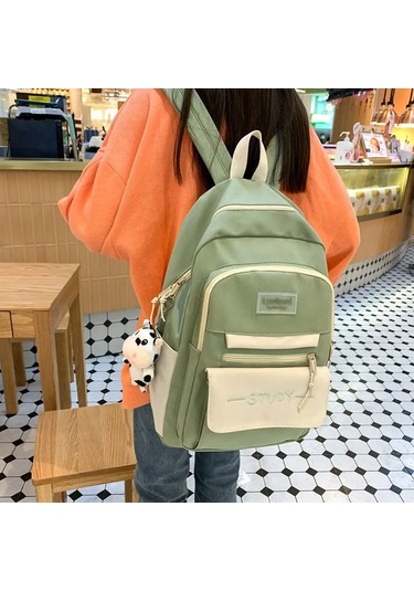 Naylon Büyük Kapasiteli Sırt Çantası Genç Erkek Kız Saf Renk Çok Renkli