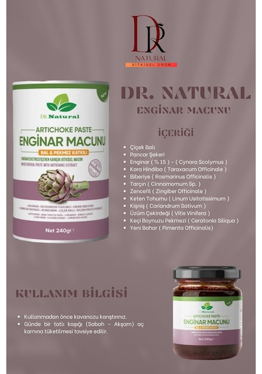 Dr. Natural Enginar Macunu Pekmez ve Bal Katkılı Bitkisel Macun 240 G