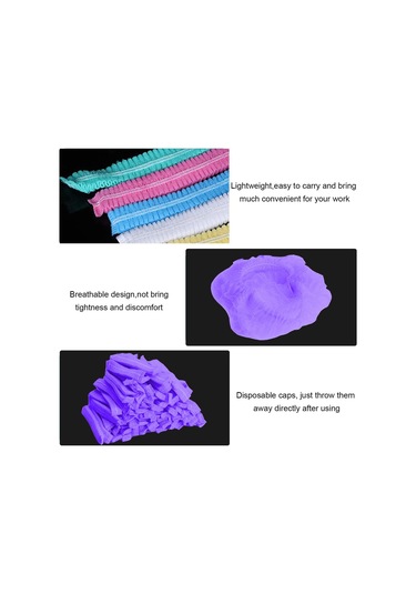 Dolıty 100x Tek Kullanımlık Mob Cap Toz Geçirmez Şapka Mor