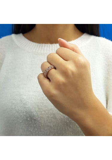 Lova Baget Ve Yuvarlak Pırlanta Taşlı Roma Yolu Yüzük - 1040224