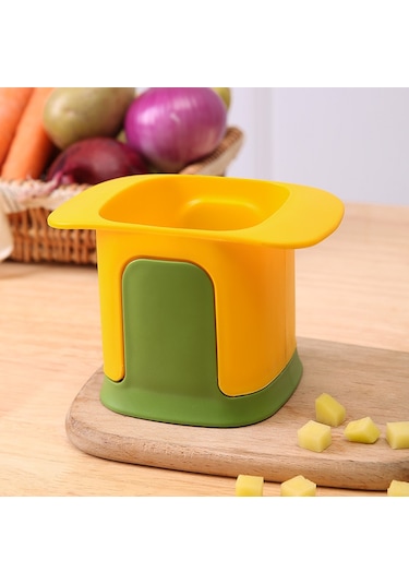Hombey Ev Mutfak Çok Amaçlı Sebze Kesici: Patatesi Dilimleyici, Salatalık Kesici, El Basma Hızlı Kesim Aleti Sarı Sarı