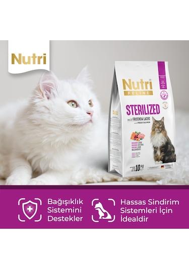 Nutri Feline Somonlu Kısırlaştırılmış Yetişkin Kedi Maması 10 KG