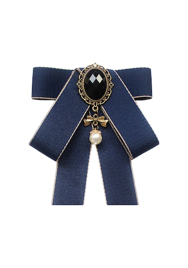 Suntek Şerit Yay Broş Ön Bağlı Ilmek Bayan Kravat Koyu-mavi Koyu Mavi