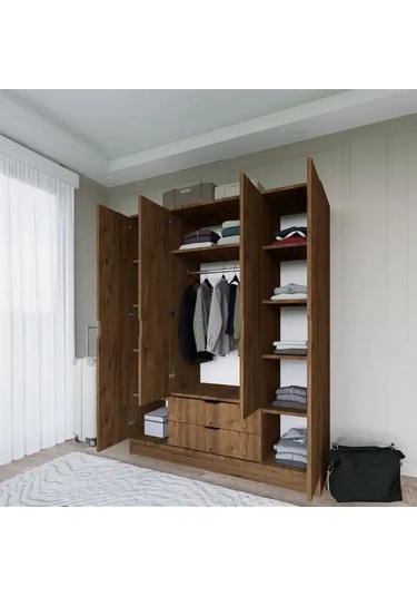 Atlas 4 Kapılı 2 Çekmeceli Gardırop Atlantik Çam