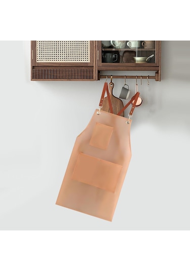 Homyl Pişirme Önlüğü Şef Yağ Geçirmez Önlük Çiçekçi Pembe Çoklu Cepler