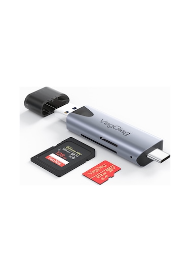 VegGieg Type-c ve Usb 2.0 SD Micro SD TF Kart Okuyucu