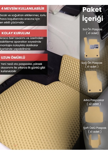 Ford Focus 5 Hatchback 2024-2025 Uyumlu Eva Paspas Tam Set Araca Özel,su Geçirmez