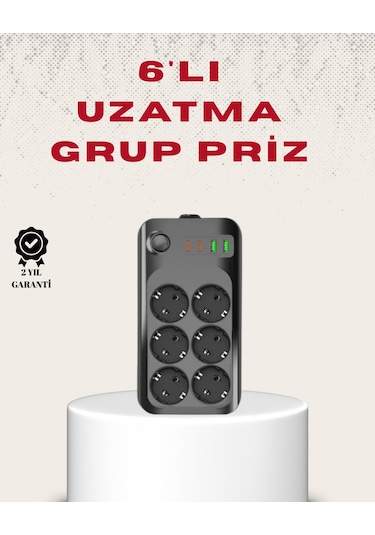 Csmtex 6 Lı Grup Priz Termal Korumalı Usb Type-c Çoklu Priz 2 Metre Kablo Diğer