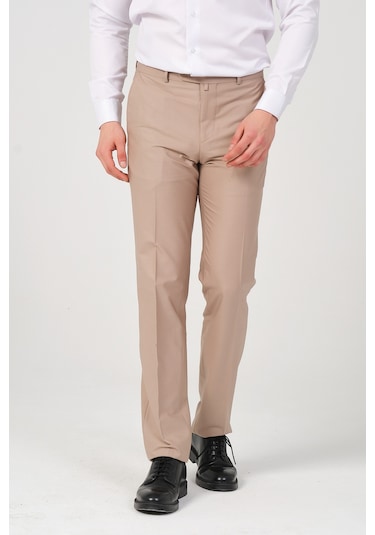 Erkek Regular Fit Kumaş Pantolon Bej